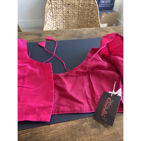 Chandrakala Womens Size 42 Cropped Pink - Eyelet And Hooks - Tie In Back - Picture 6 of 16